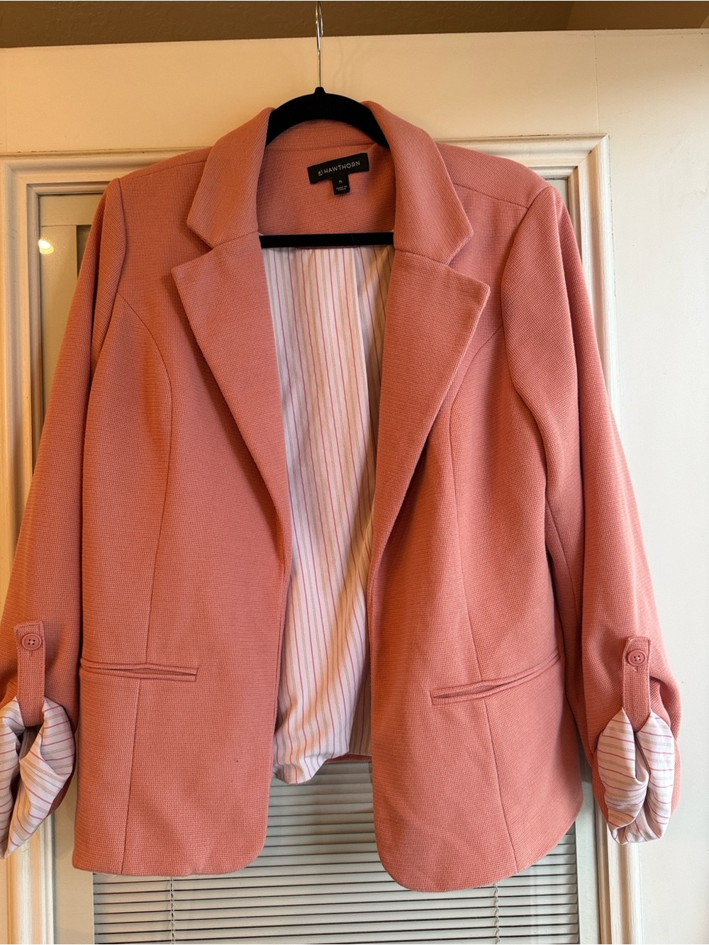 41 Hawthorne Women's Pink Knit Blazer Jacket